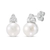 Thumbnail Image 1 of Cultured Pearl & White Lab-Created Sapphire Trio Stud Earrings Sterling Silver