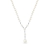 Thumbnail Image 1 of Cultured Pearl & White Lab-Created Sapphire Y Necklace Sterling Silver 17&quot;