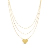 Thumbnail Image 1 of Solid Diamond-Cut Mirror Chain Trio Heart Necklace 10K Yellow Gold 18&quot;