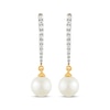 Thumbnail Image 2 of Diamond & Cultured Pearl Drop Earrings 1/5 ct tw 10K Yellow Gold