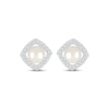 Thumbnail Image 2 of Cultured Pearl & Diamond Frame Stud Earrings 1/5 ct tw Sterling Silver