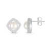 Thumbnail Image 3 of Cultured Pearl & Diamond Frame Stud Earrings 1/5 ct tw Sterling Silver