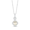 Thumbnail Image 1 of Cultured Pearl & Diamond Frame Doorknocker Necklace 1/6 ct tw Sterling Silver 18&quot;