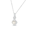 Thumbnail Image 2 of Cultured Pearl & Diamond Frame Doorknocker Necklace 1/6 ct tw Sterling Silver 18&quot;