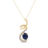 Thumbnail Image 0 of Oval-Cut Blue Sapphire & Diamond Ribbon Necklace 1/20 ct tw 10K Yellow Gold 18"