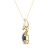 Thumbnail Image 2 of Oval-Cut Blue Sapphire & Diamond Ribbon Necklace 1/20 ct tw 10K Yellow Gold 18"