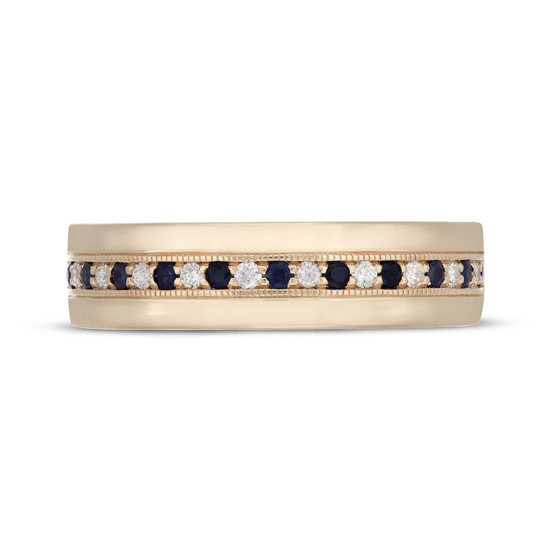 Main Image 3 of Neil Lane Men's Blue Sapphire & Diamond Wedding Band 1/6 ct tw 14K Yellow Gold