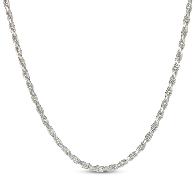 Main Image 1 of Diamond-Cut Rope Chain Necklace Solid Sterling Silver 20&quot;