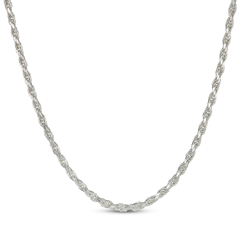 Solid Diamond-Cut Rope Chain Necklace Sterling Silver 20"