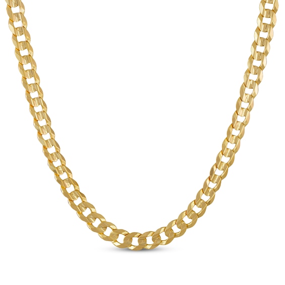 Diamond-Cut Curb Chain Necklace Solid 10K Yellow Gold 22"