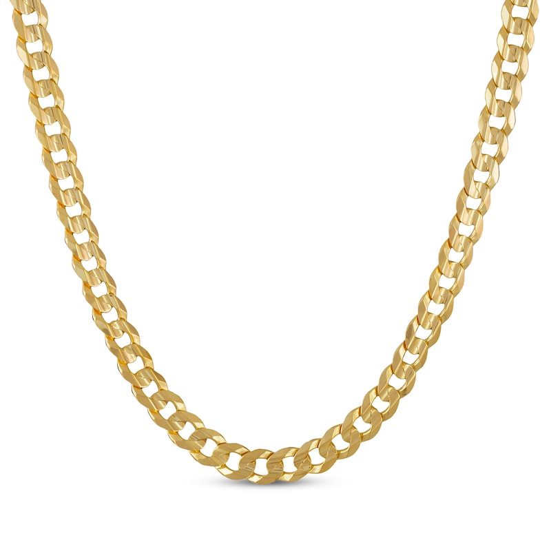 Solid Diamond-Cut Curb Chain Necklace 10K Yellow Gold 22"