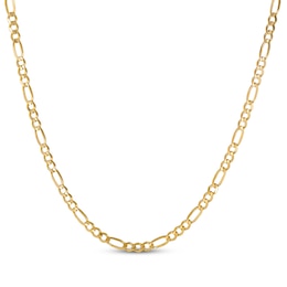 Diamond-Cut Figaro Chain Necklace Solid 14K Yellow Gold 22"