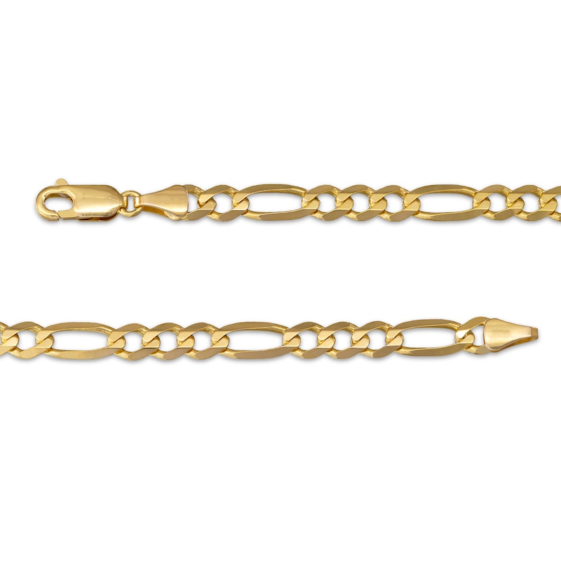 Main Image 2 of Diamond-Cut Figaro Chain Necklace Solid 14K Yellow Gold 22&quot;