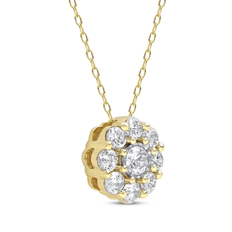 Main Image 2 of KAY Lab-Grown Diamonds Flower Necklace 1 ct tw 14K Yellow Gold 18&quot;