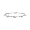 Thumbnail Image 1 of Cultured Pearl & White Lab-Created Sapphire Link Bracelet Sterling Silver 7.25&quot;