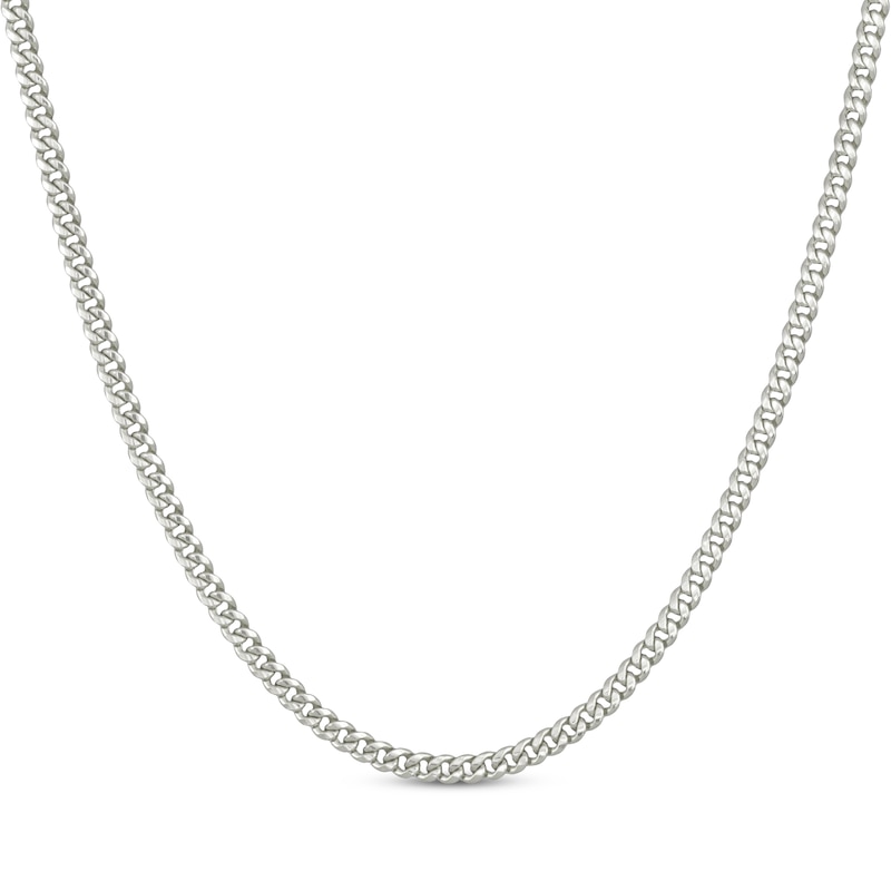 Main Image 1 of Cuban Curb Chain Necklace 3.75mm Hollow 10K White Gold 24&quot;