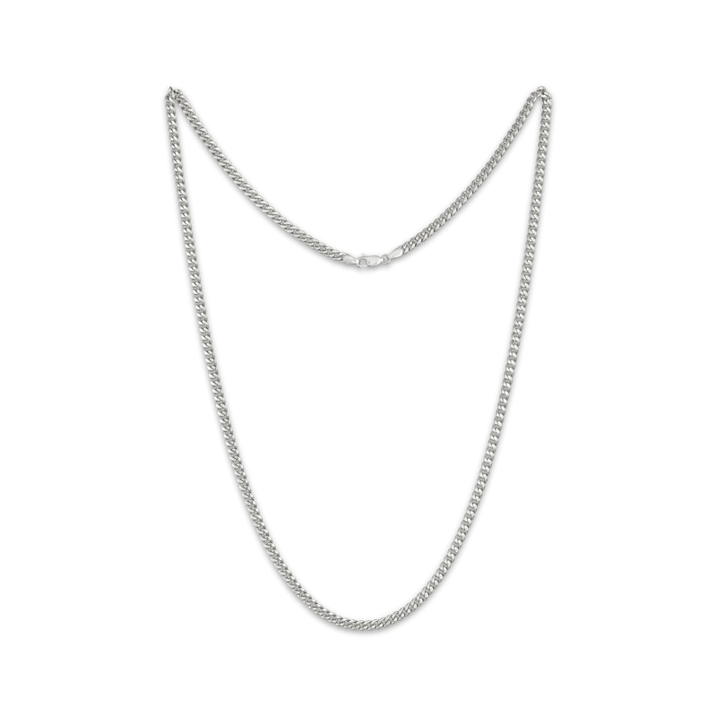 Main Image 2 of Cuban Curb Chain Necklace 3.75mm Hollow 10K White Gold 24&quot;