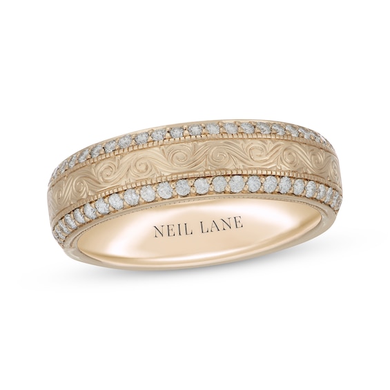 Neil Lane Men's Diamond Scrollwork Pattern Wedding Band 1/2 ct tw 14K Yellow Gold