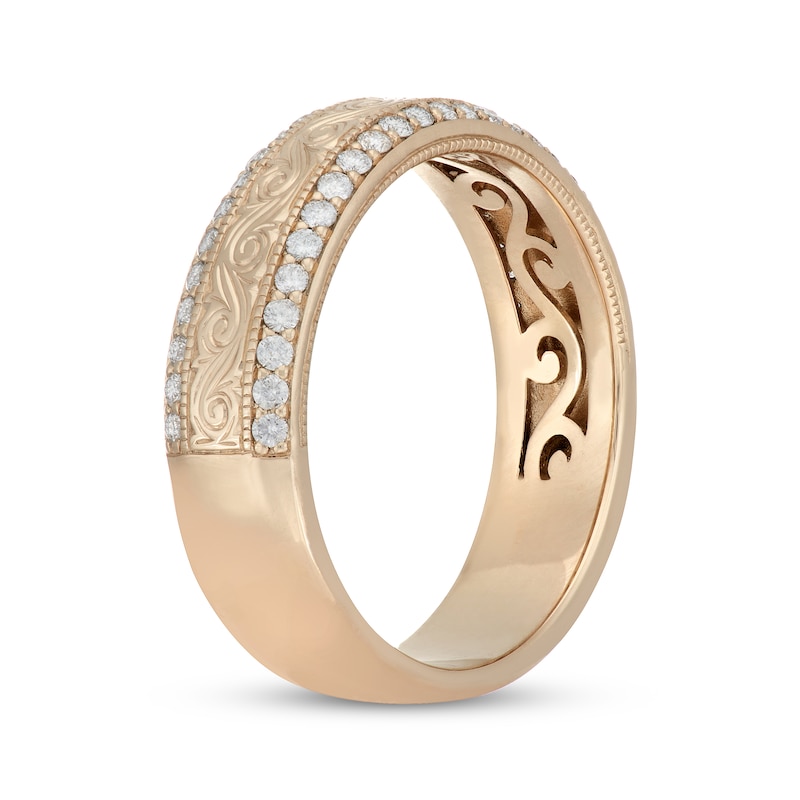 Main Image 2 of Neil Lane Men's Diamond Scrollwork Pattern Wedding Band 1/2 ct tw 14K Yellow Gold