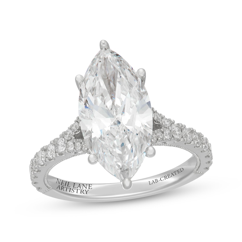 Main Image 4 of Neil Lane Artistry Marquise-Cut Lab-Grown Diamond Engagement Ring 4-5/8 ct tw 14K White Gold