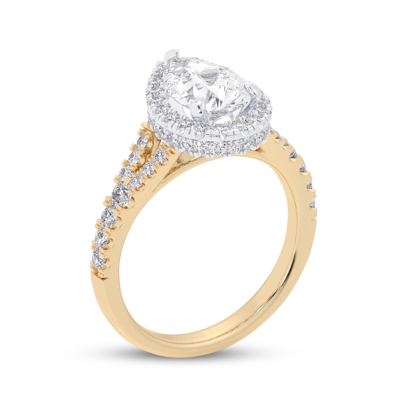 Main Image 2 of Now + Forever Lab-Grown Diamonds Pear-Shaped Halo Engagement Ring 2-1/4 ct tw 14K Two-Tone Gold