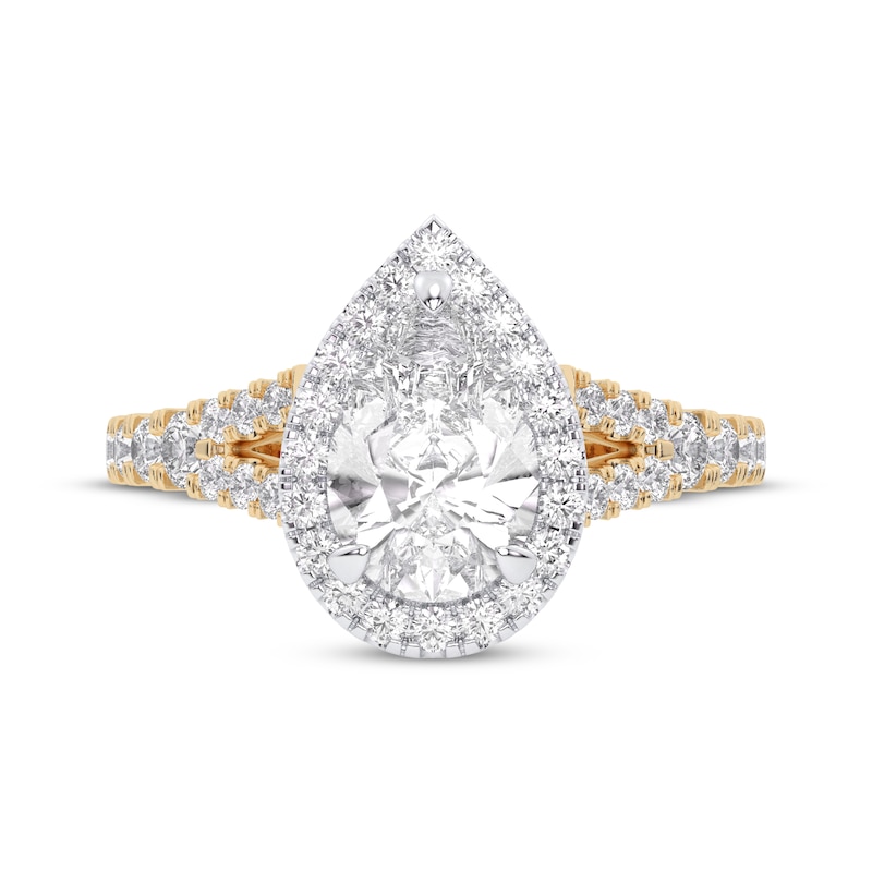 Main Image 3 of Now + Forever Lab-Grown Diamonds Pear-Shaped Halo Engagement Ring 2-1/4 ct tw 14K Two-Tone Gold