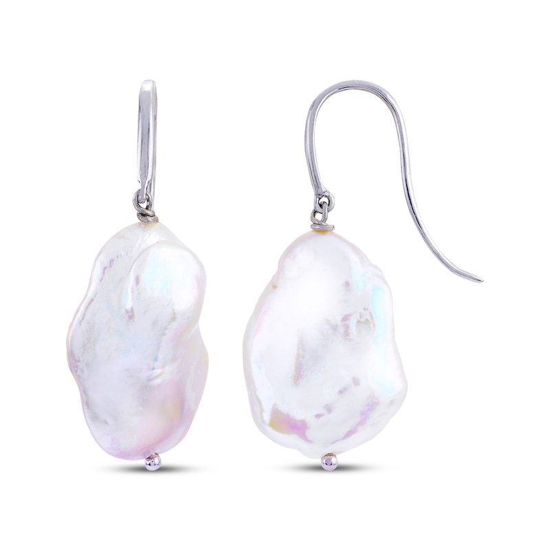 Main Image 1 of Baroque Cultured Pearl Drop Earrings Sterling Silver