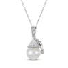Thumbnail Image 1 of Cultured Pearl & White Lab-Created Sapphire Santa Cap Necklace Sterling Silver 18&quot;
