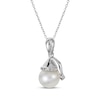 Thumbnail Image 1 of Cultured Pearl & White Lab-Created Sapphire Santa Cap Necklace Sterling Silver 18"