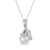 Thumbnail Image 2 of Cultured Pearl & White Lab-Created Sapphire Santa Cap Necklace Sterling Silver 18&quot;