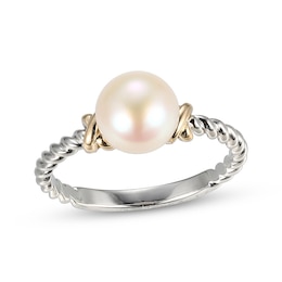 Cultured Pearl Twist Ring Sterling Silver & 10K Yellow Gold