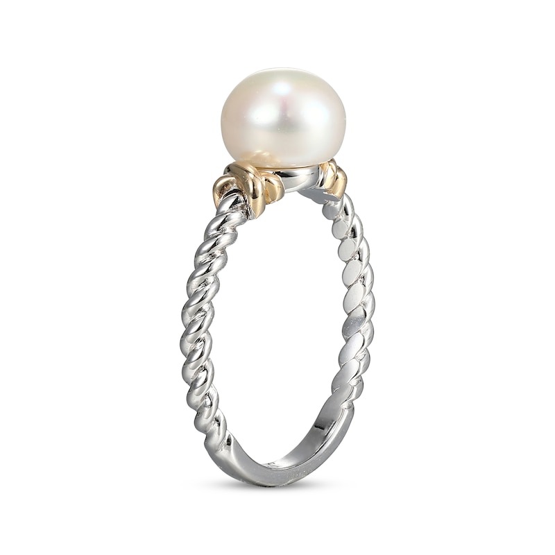 Cultured Pearl Twist Ring Sterling Silver & 10K Yellow Gold