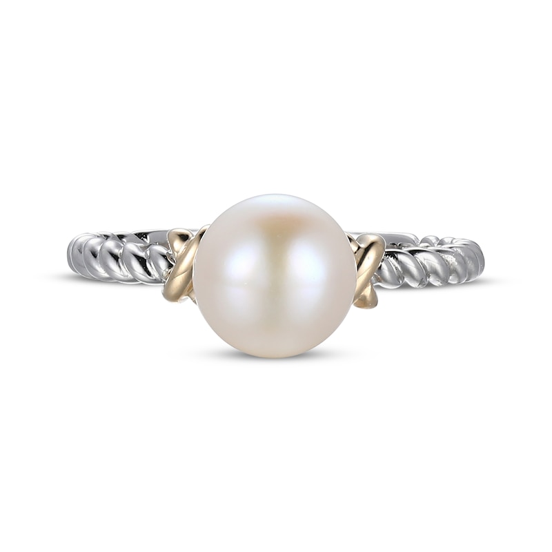 Cultured Pearl Twist Ring Sterling Silver & 10K Yellow Gold