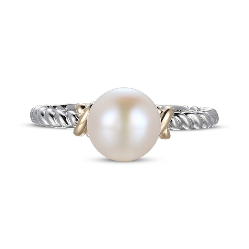 Main Image 3 of Cultured Pearl Twist Ring Sterling Silver & 10K Yellow Gold