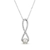 Thumbnail Image 1 of Cultured Pearl & White Lab-Created Sapphire Swirl Necklace Sterling Silver 18"