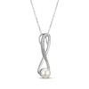 Thumbnail Image 2 of Cultured Pearl & White Lab-Created Sapphire Swirl Necklace Sterling Silver 18"