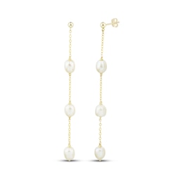 Cultured Pearl Drop Earrings 10K Yellow Gold