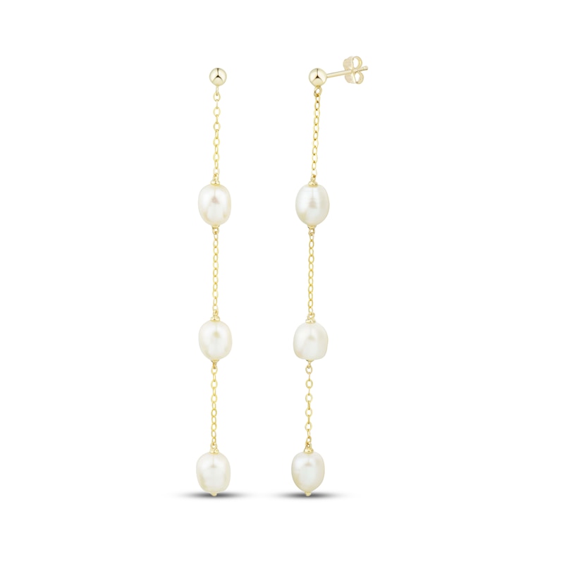 Cultured Pearl Drop Earrings 10K Yellow Gold