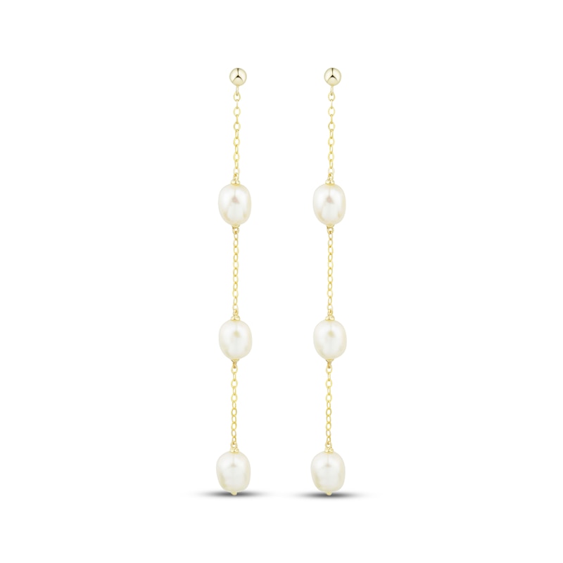 Cultured Pearl Drop Earrings 10K Yellow Gold