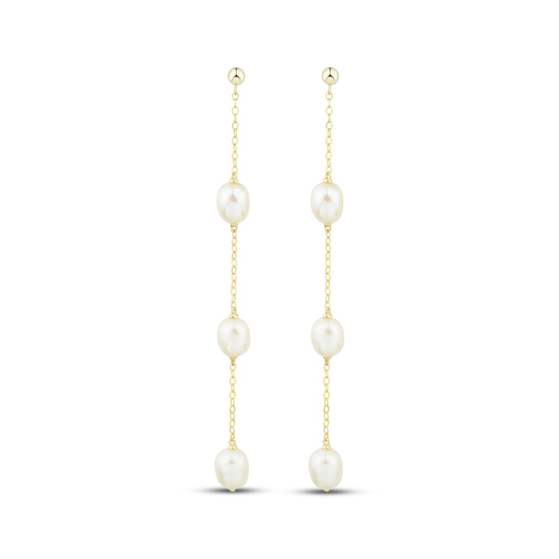 Main Image 2 of Cultured Pearl Drop Earrings 10K Yellow Gold