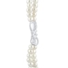Thumbnail Image 2 of Cultured Pearl Double Strand & White Lab-Created Sapphire Bow Necklace Sterling Silver 19&quot;