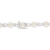 Thumbnail Image 3 of Cultured Pearl & Oval-Cut White Lab-Created Sapphire Link Bracelet Sterling Silver 7.5&quot;