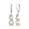 Thumbnail Image 1 of Cultured Pearl & White Lab-Created Sapphire Snowman Dangle Earrings Sterling Silver
