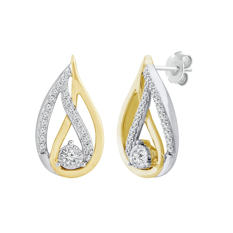 Love Ignited Diamond Flame Stud Earrings 1/4 ct tw 10K Two-Tone Gold