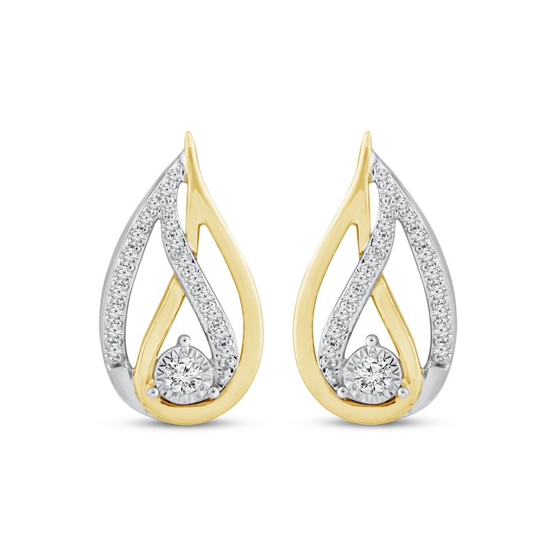 Love Ignited Diamond Flame Stud Earrings 1/4 ct tw 10K Two-Tone Gold