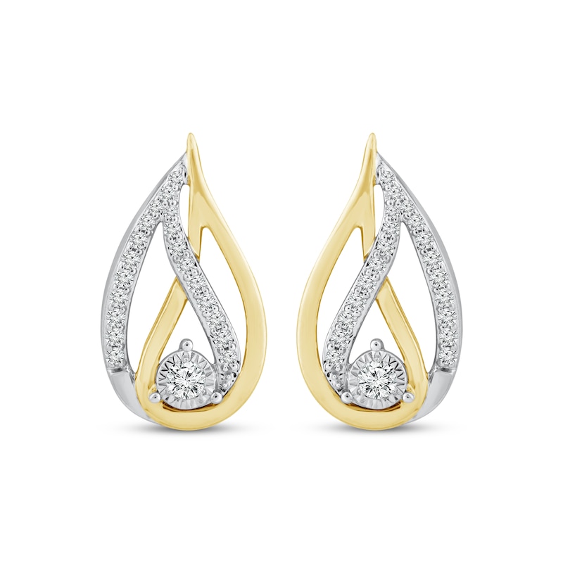 Main Image 2 of Love Ignited Diamond Flame Stud Earrings 1/4 ct tw 10K Two-Tone Gold