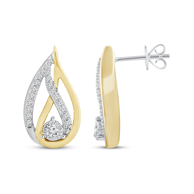 Love Ignited Diamond Flame Stud Earrings 1/4 ct tw 10K Two-Tone Gold