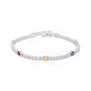 Thumbnail Image 1 of Swiss Blue Topaz, Peridot, Garnet, Citrine, Amethyst & White Lab-Created Sapphire Bracelet Sterling Silver 7.25"