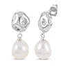 Thumbnail Image 1 of Baroque Cultured Pearl & White Lab-Created Sapphire Drop Earrings Sterling Silver
