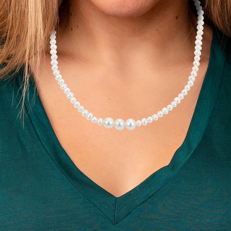 Main Image 2 of Cultured Pearl Choker Necklace Sterling Silver 15.5&quot;